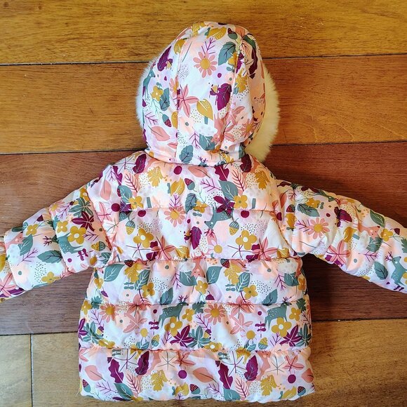 Carter's Girls Patterned Hooded Snow Jacket / Winter Coat 18m - Picture 2 of 5